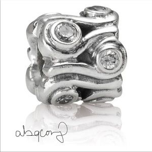 EUC Pandora 790369CZ Sterling Silver Ocean Wave Bead w/ Clear Zirconia Charm